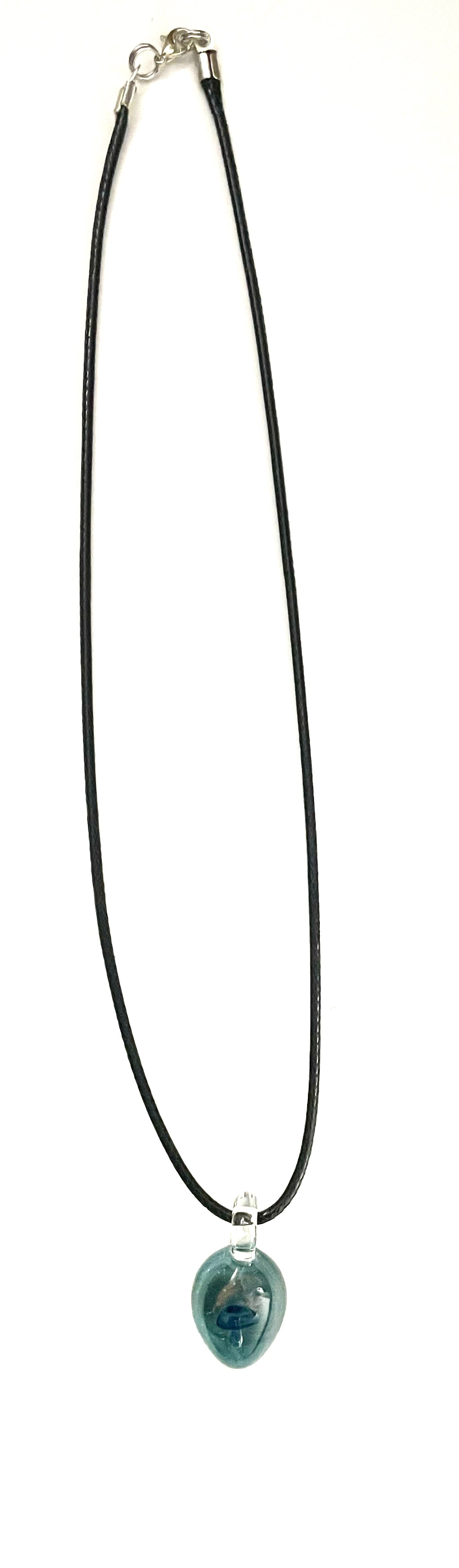 Teal Green with Mushroom Glass Necklace