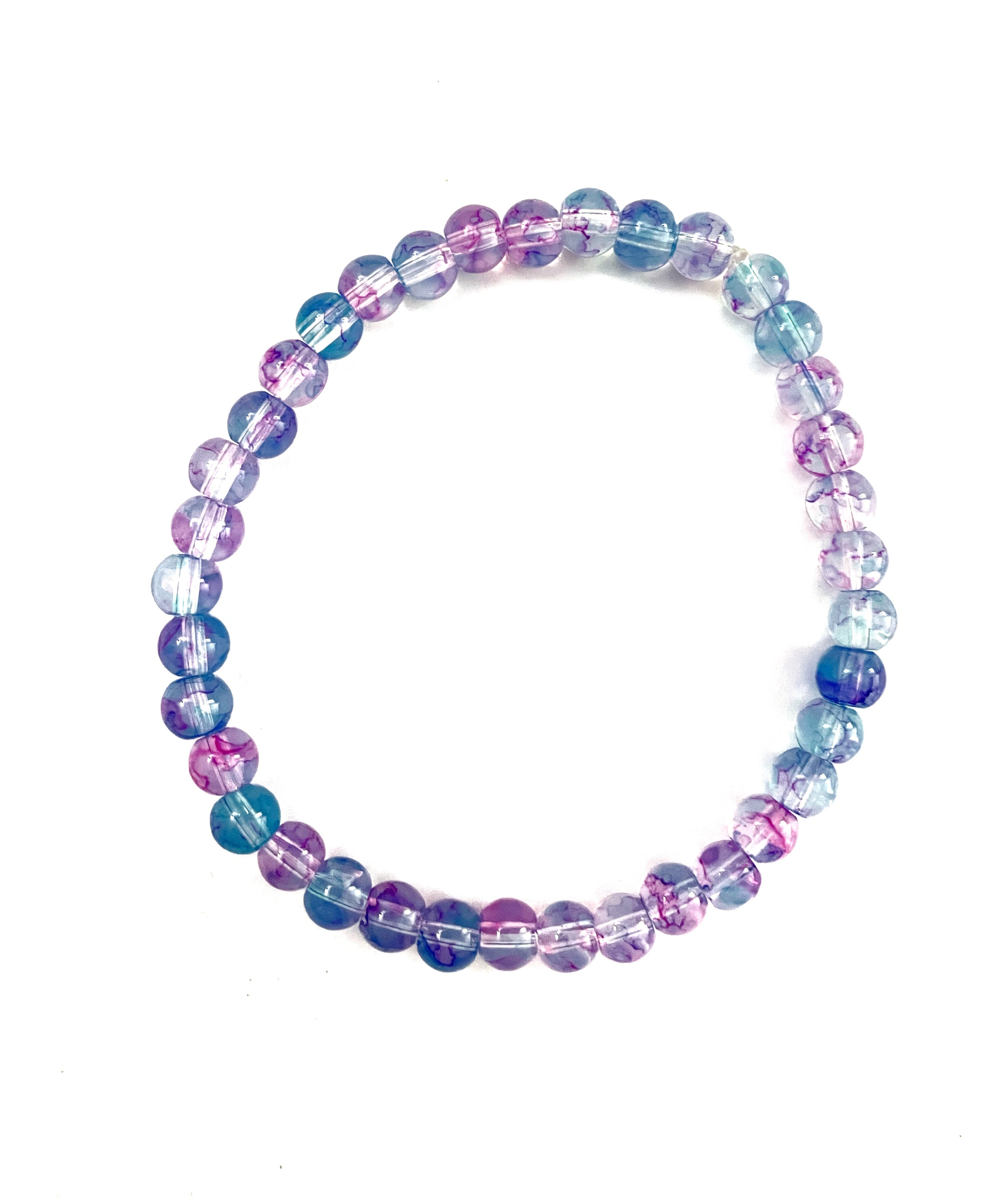 Blue and Purple Transparent Glass Stretchy Bracelet