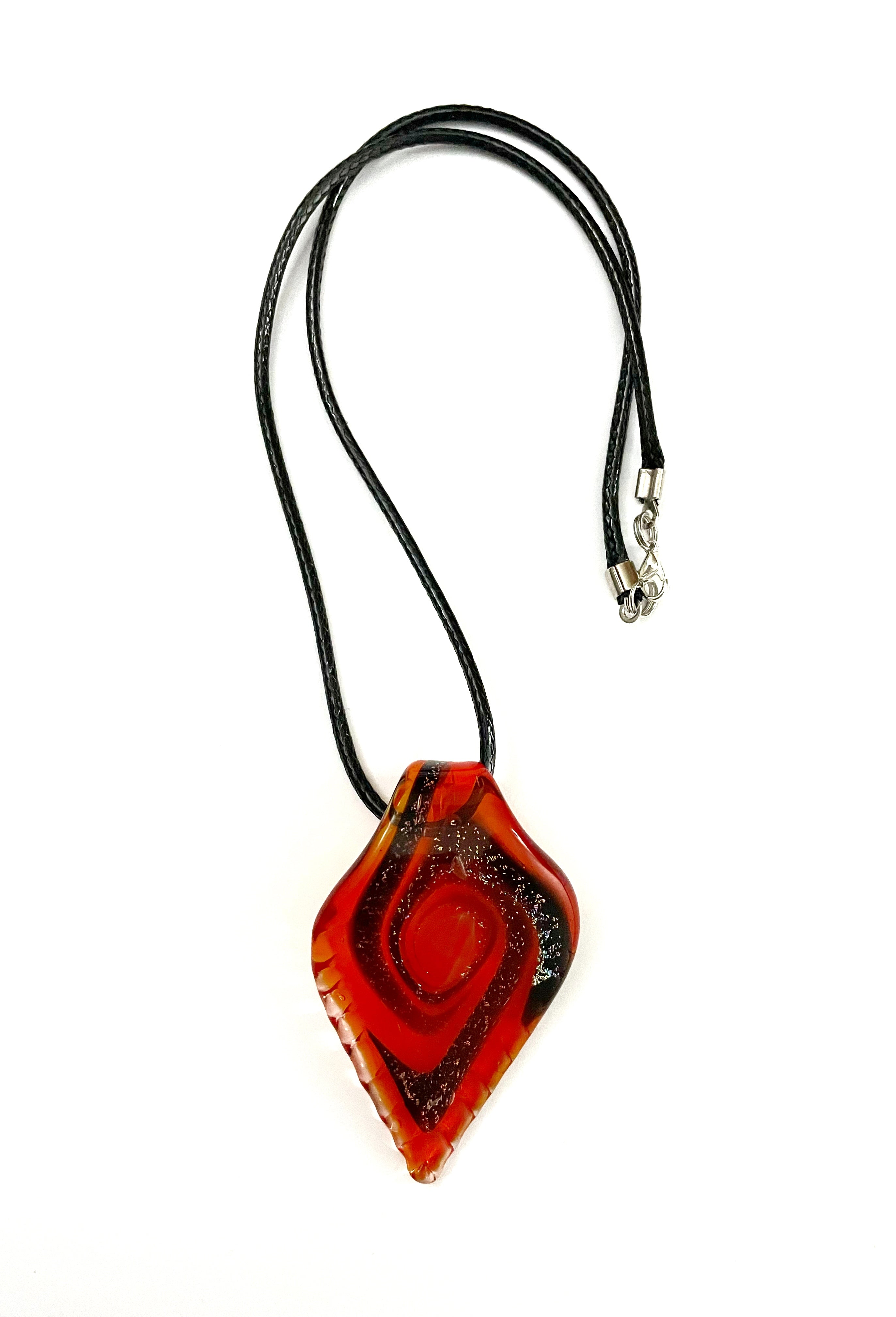 Red with Blue Swirl Glass Necklace