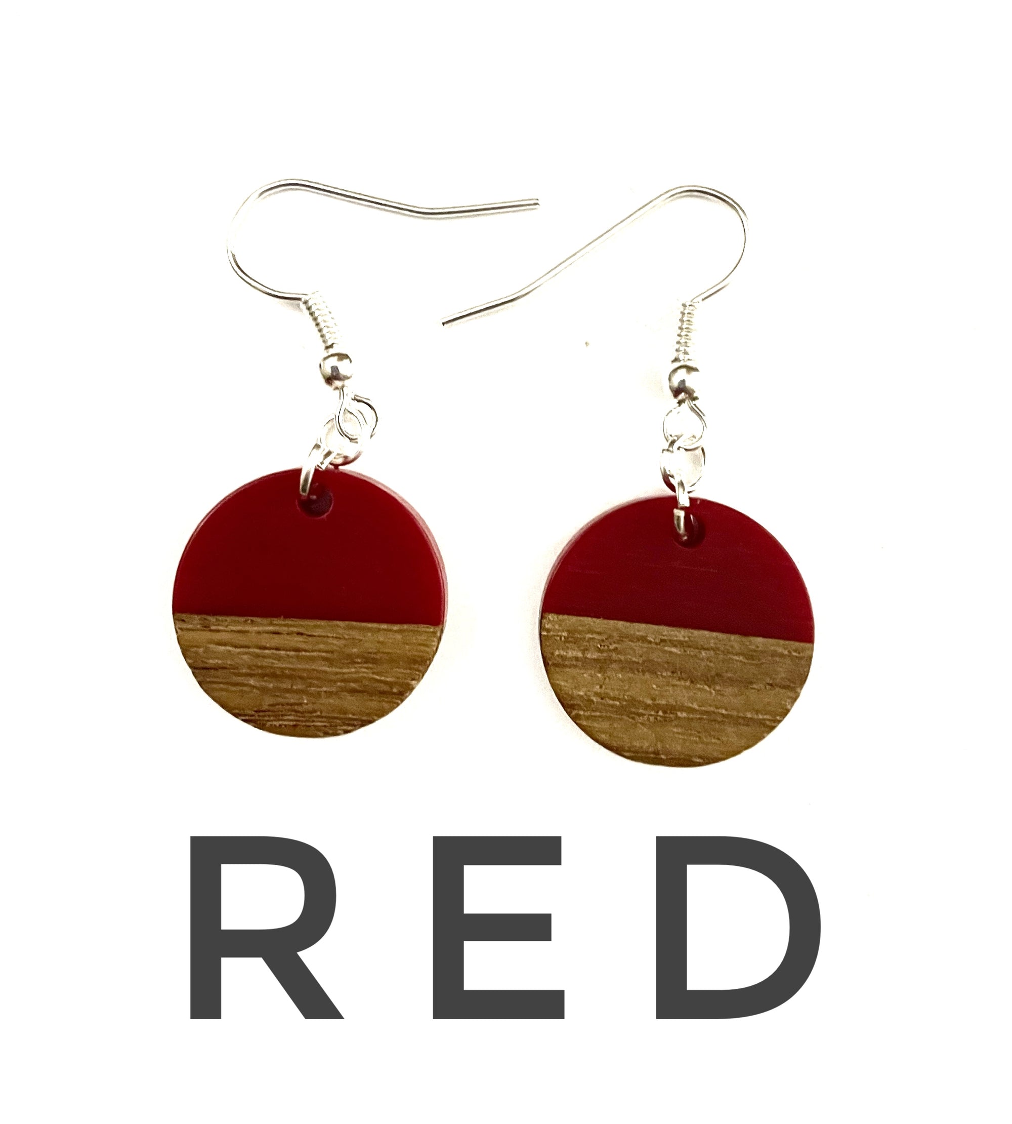 Small Circle Resin & Wood Earrings