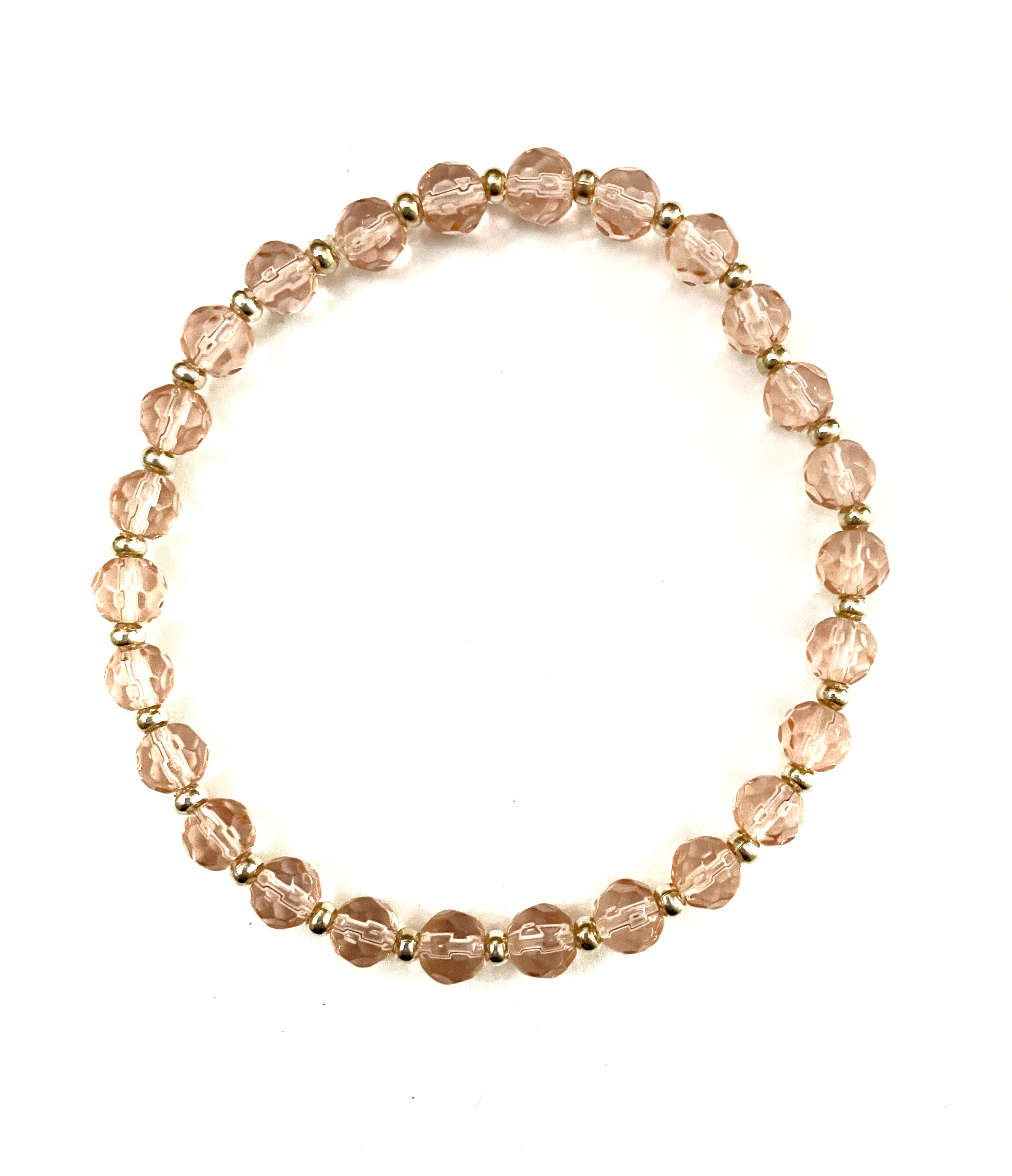 Transparent Pink Glass Bead Stretchy Bracelet