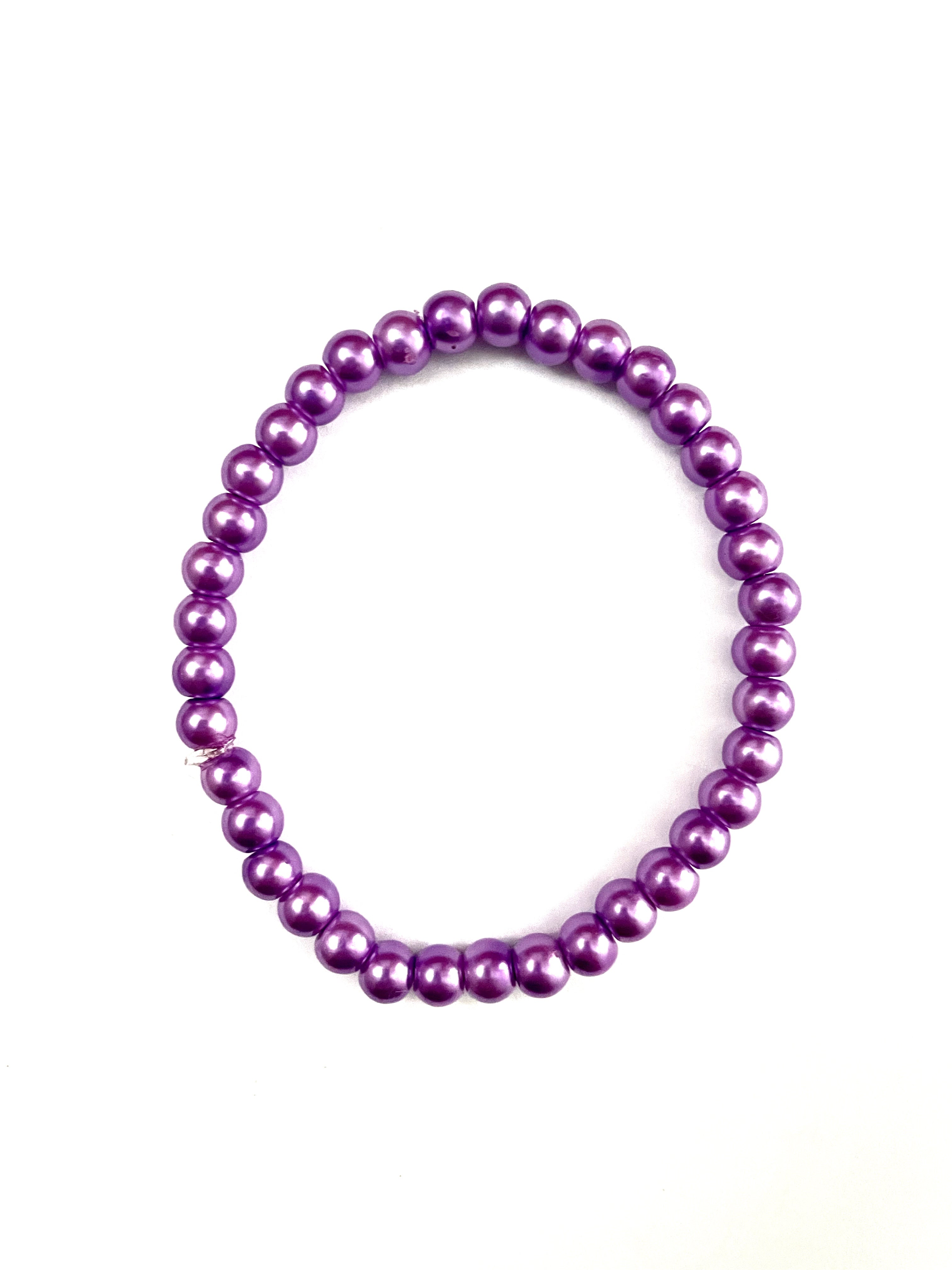 Grape Glass Pearl Stretchy Bracelet