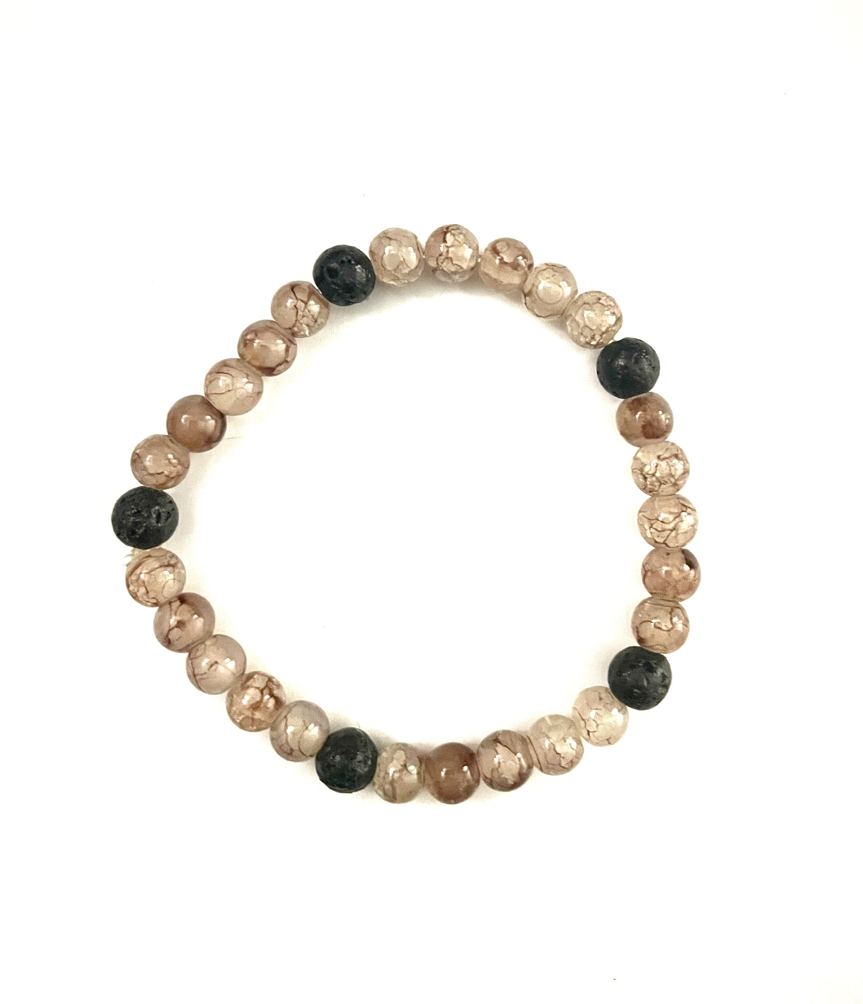 Chocolate Veins and Black Lava Stone Bracelet