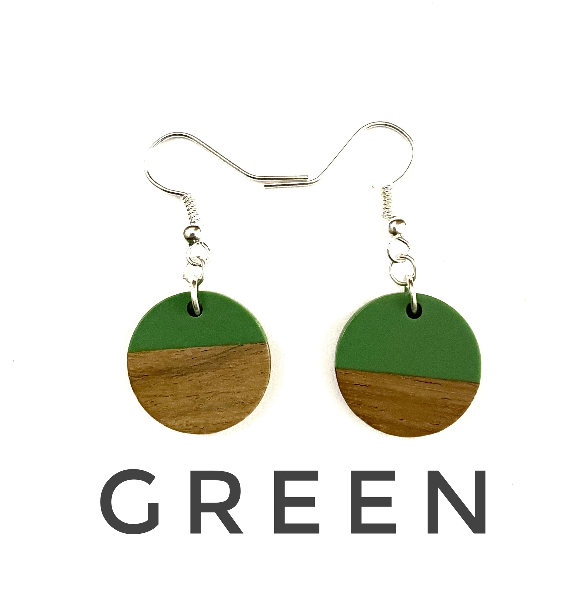 Small Circle Resin & Wood Earrings