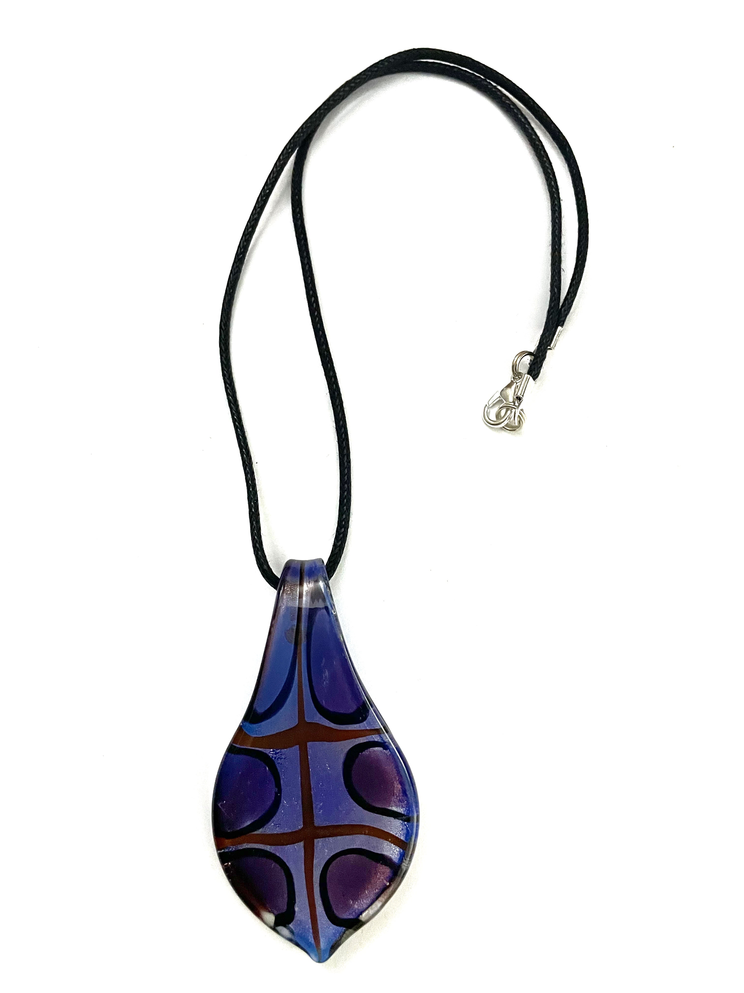 Purple, Silver and Tan Glass Necklace