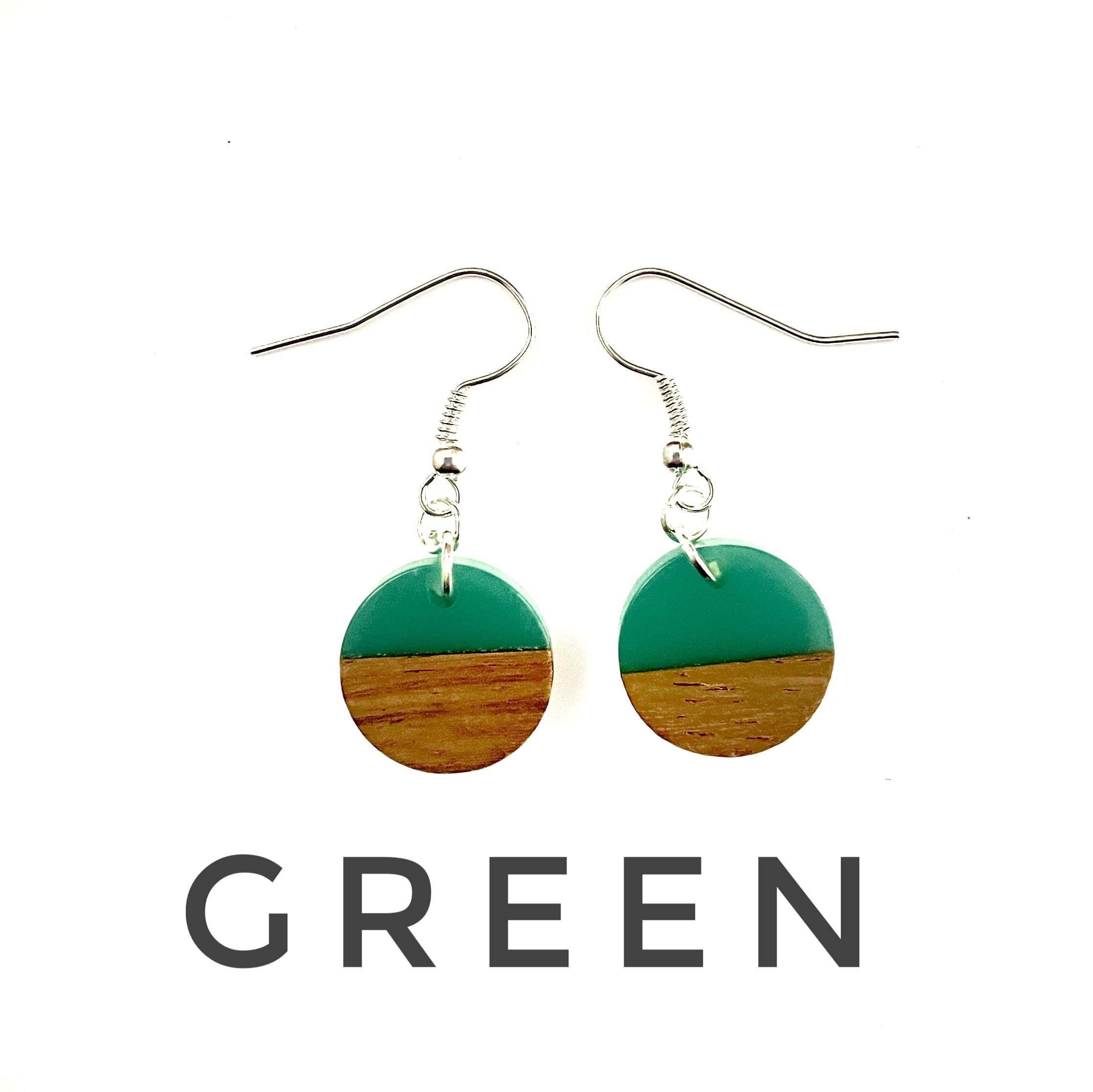 Extra Small Circle Resin & Wood Earrings
