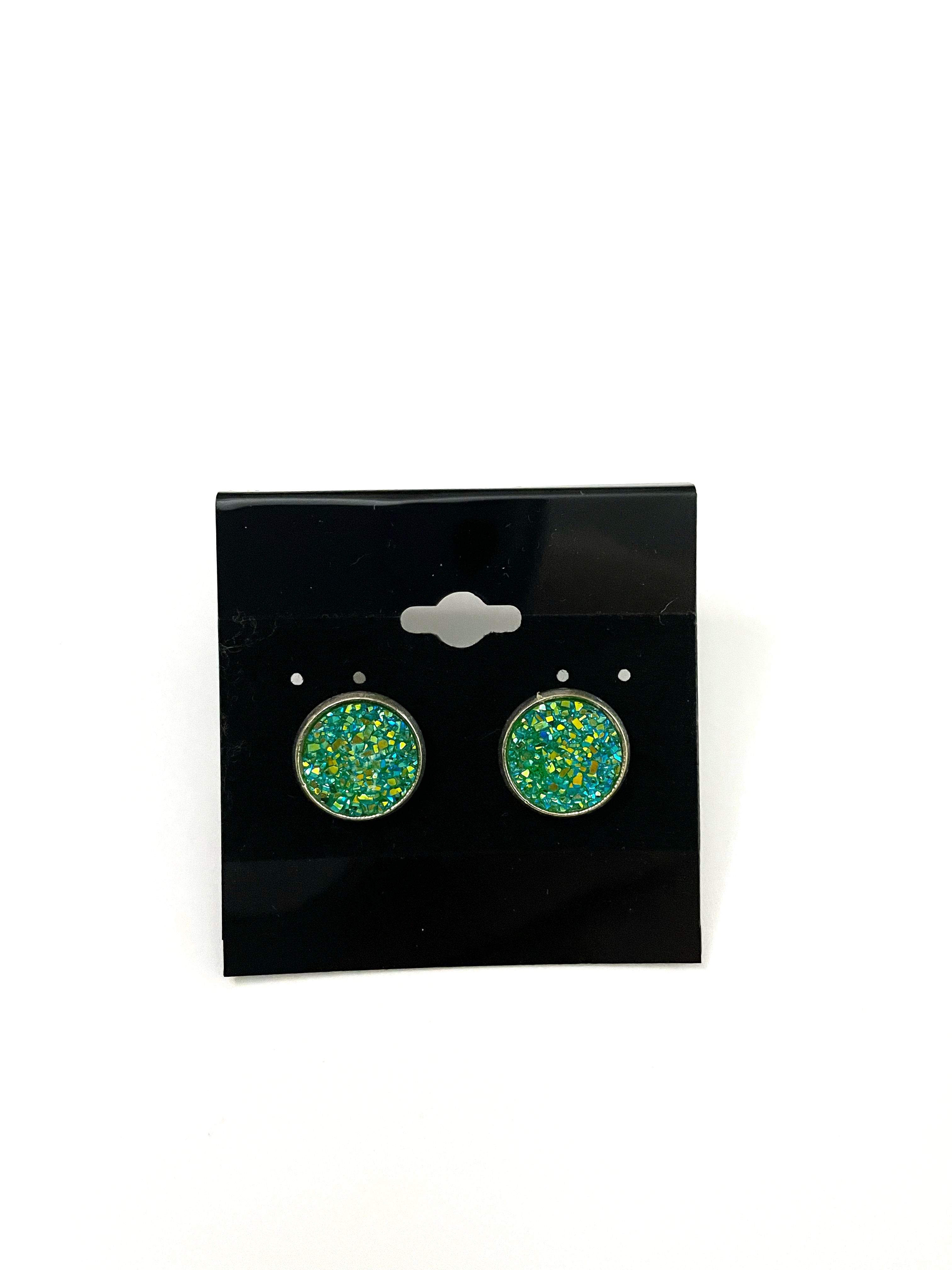 Peridot Green Druzy Earring