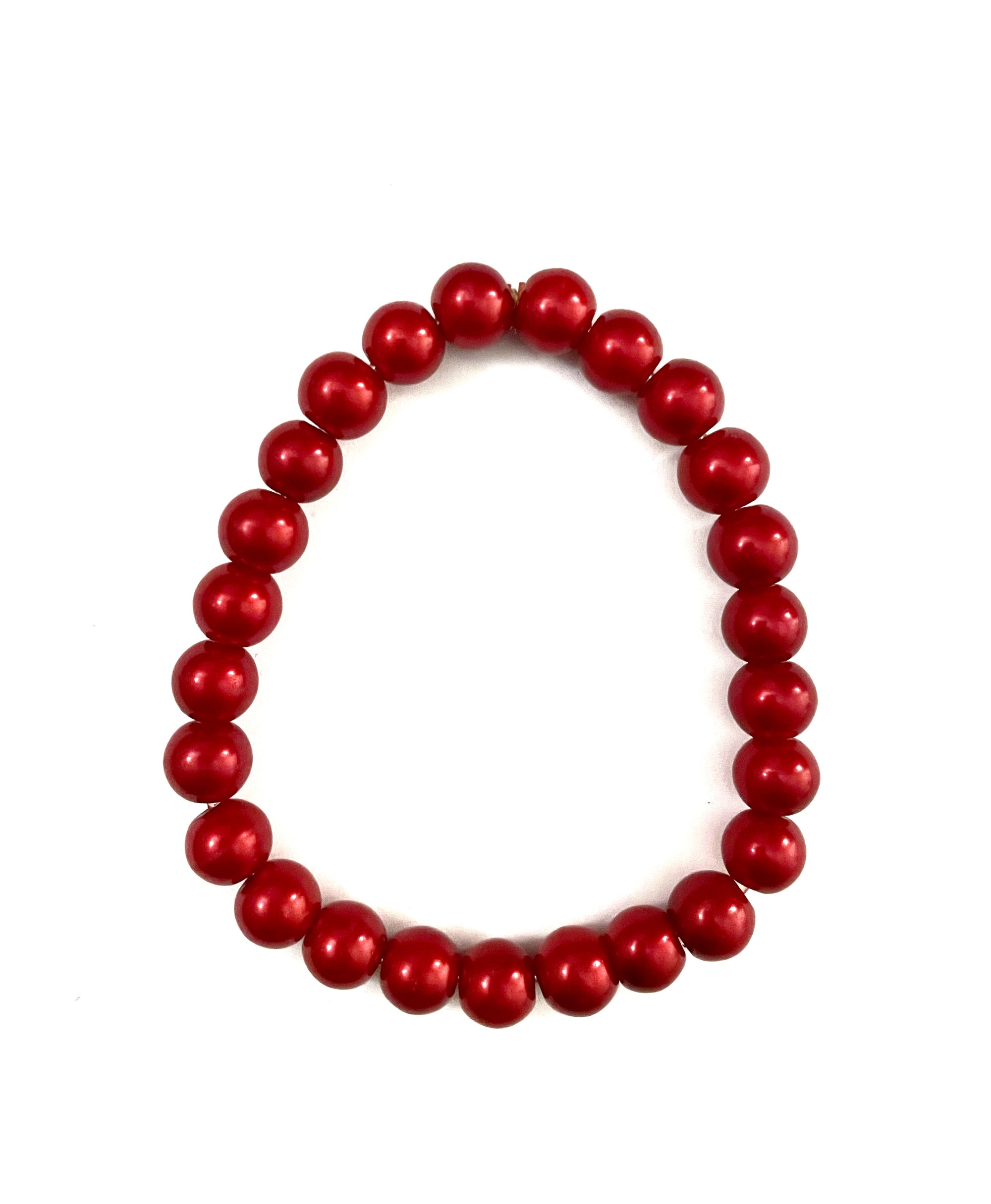 Maroon Glass Pearl Stretchy Bracelet