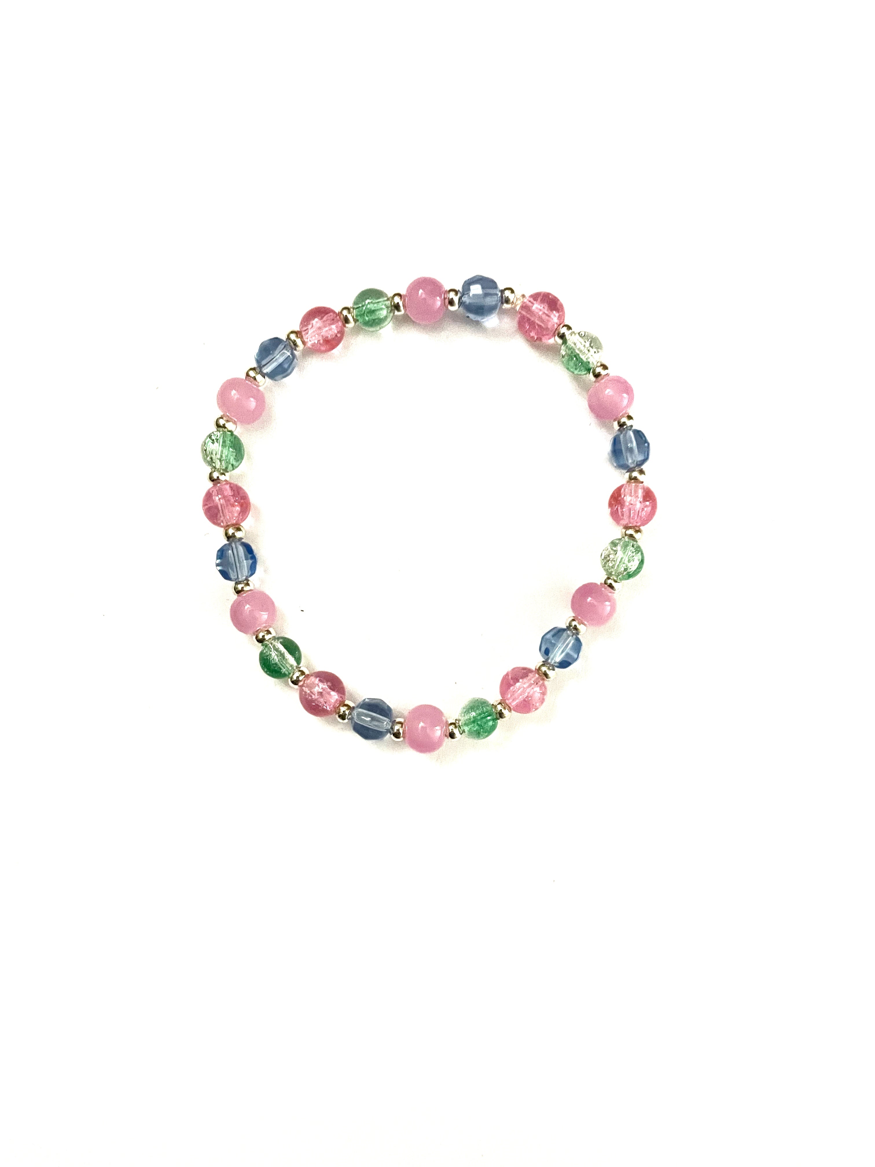 Pink, Blue and Green Stretchy Bracelet