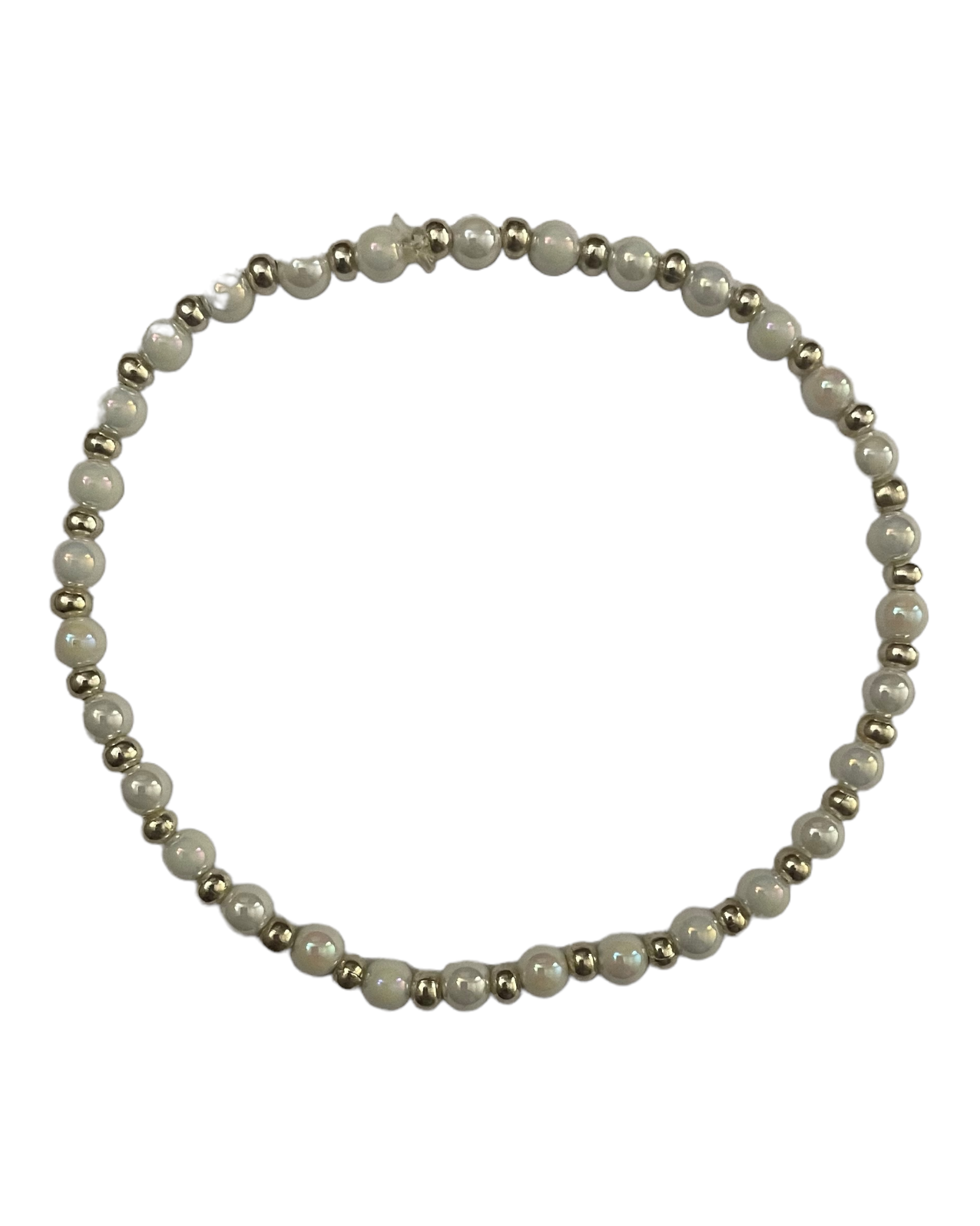 Pink and Light Blue on White Stacked Bracelet