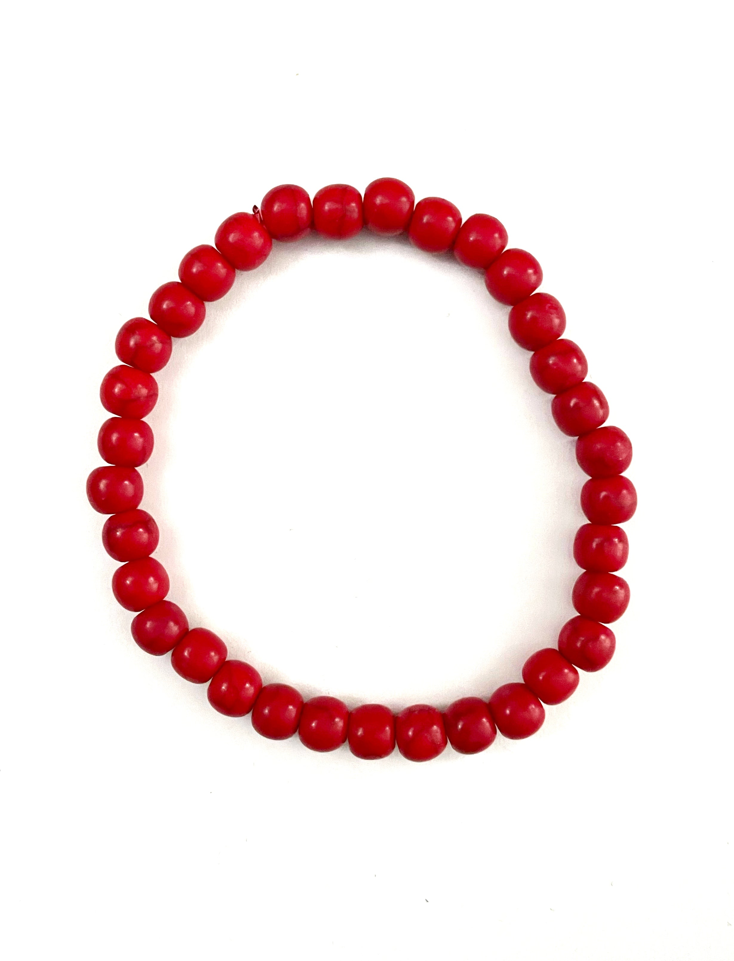 Red Howlite Bead Stretchy Bracelet
