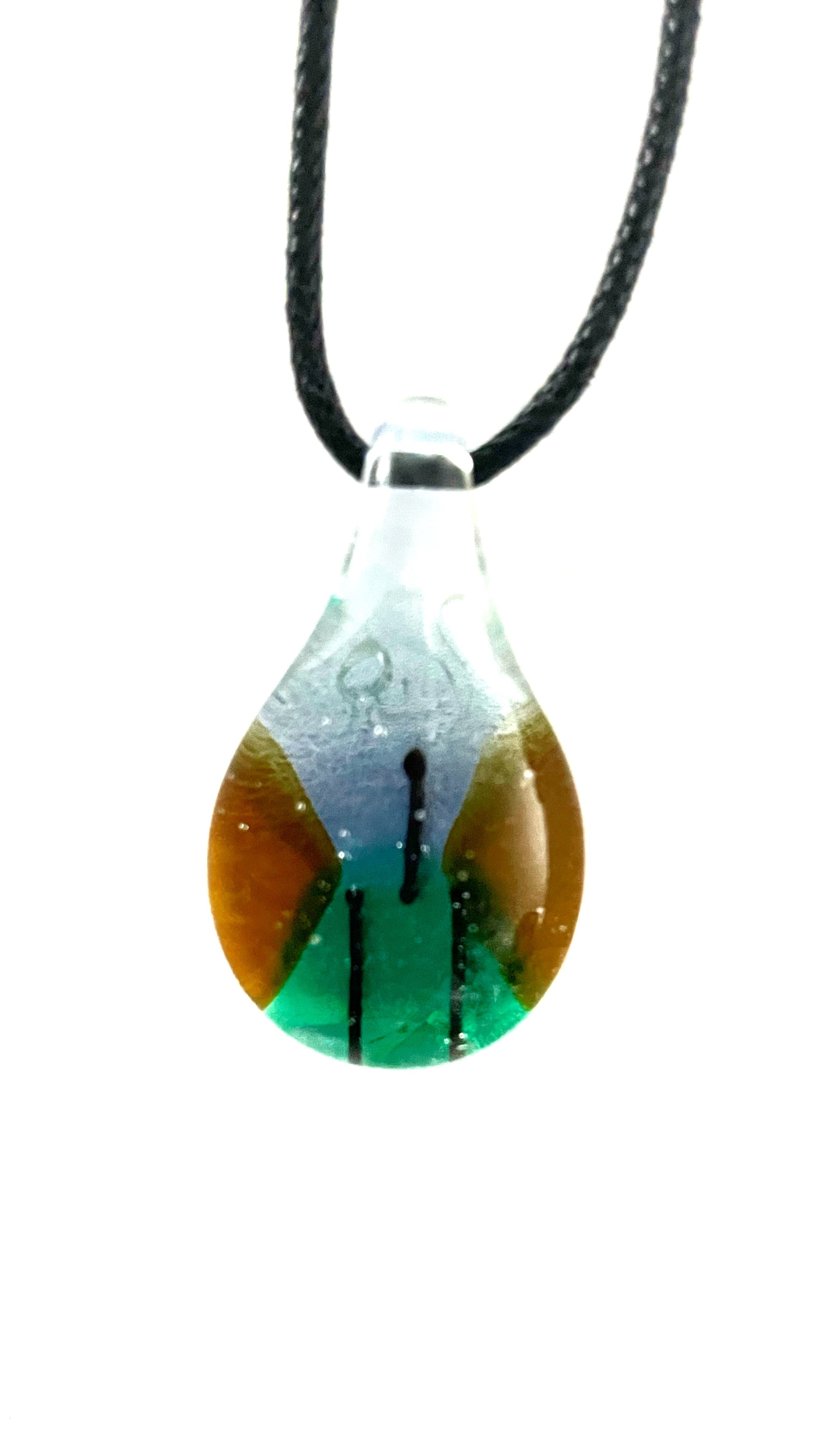 Blue, Green and Brown Glass Necklace