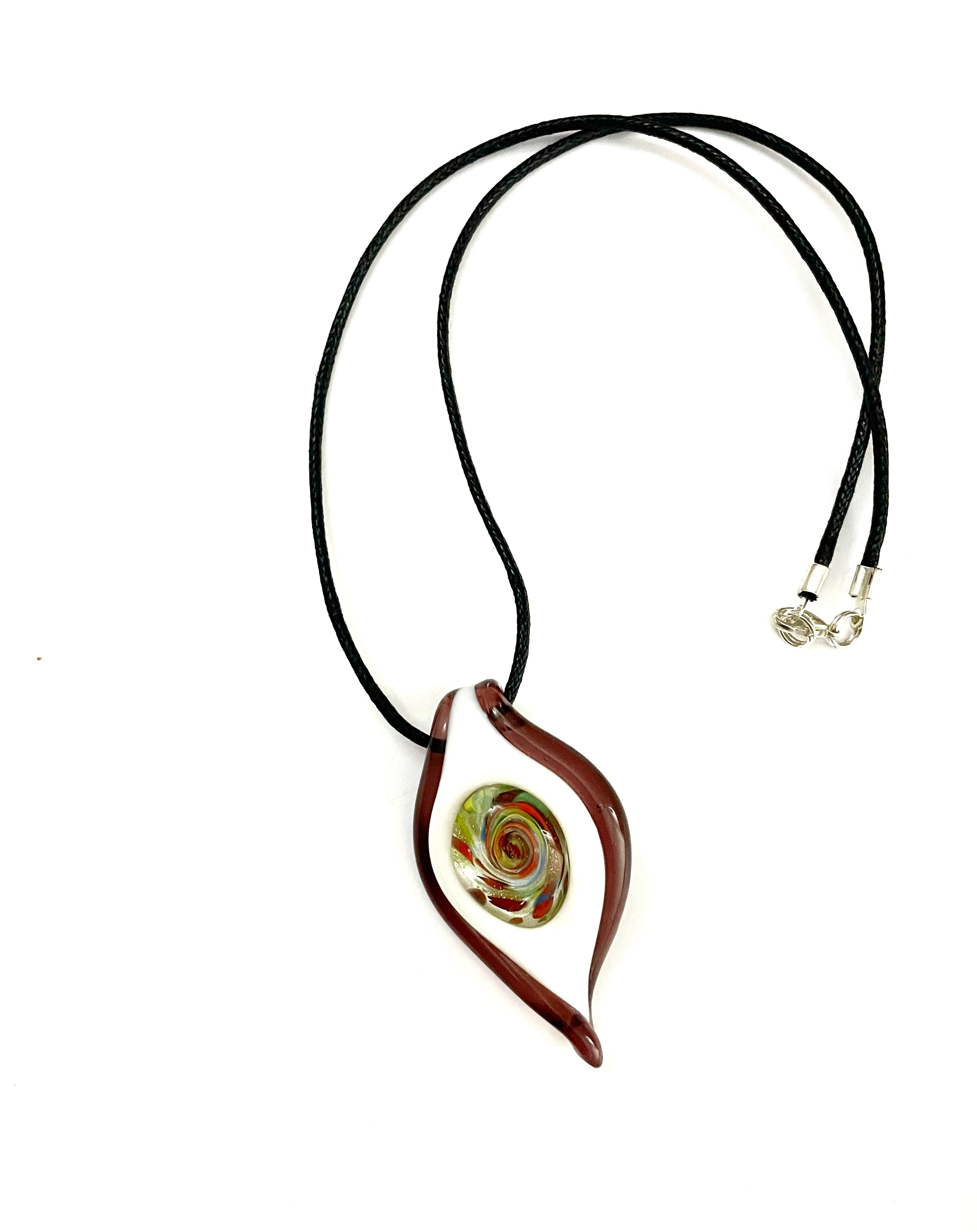 Purple White Swirl Glass Necklace
