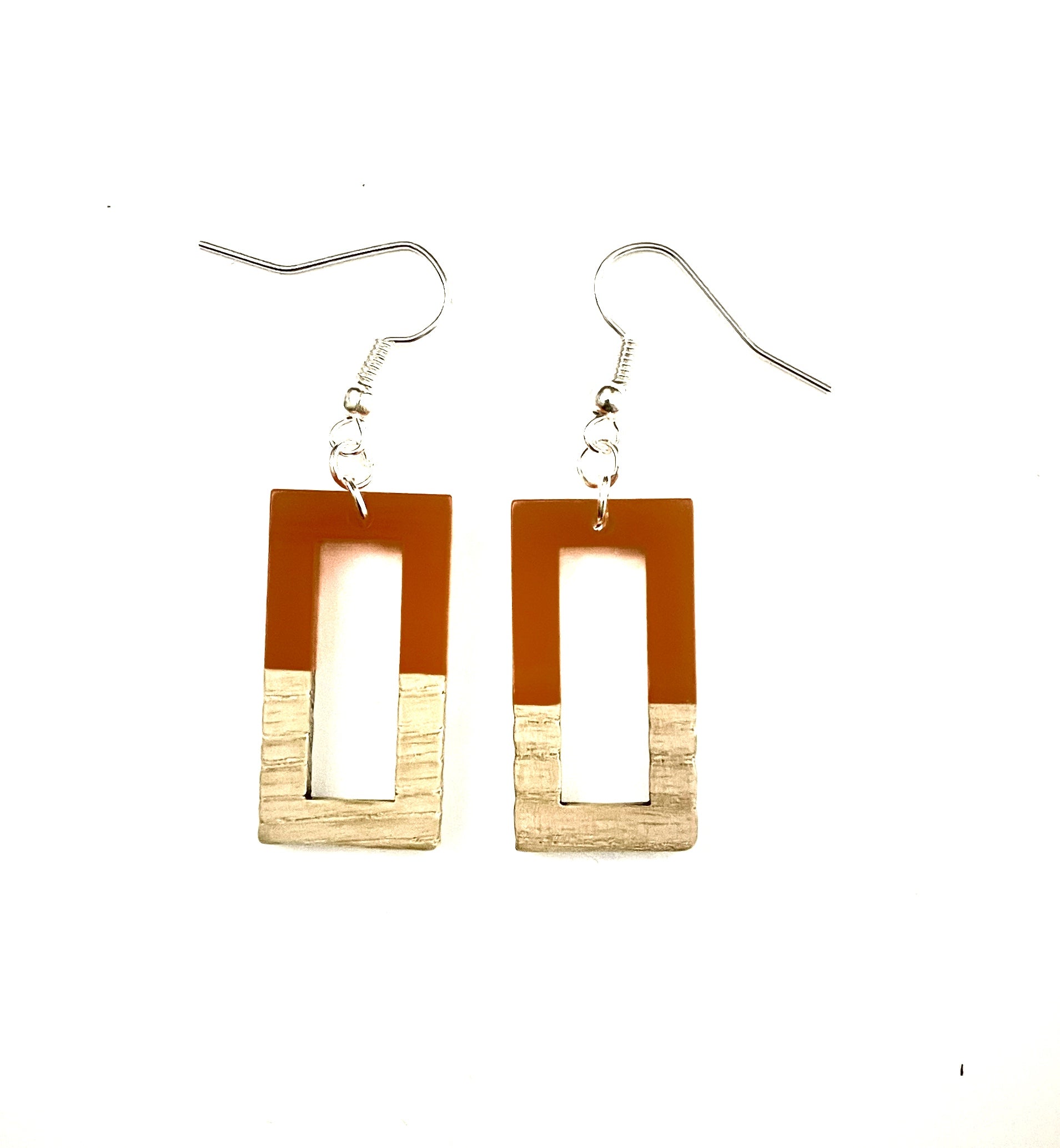 Medium Rectangle Resin & Wood Earrings