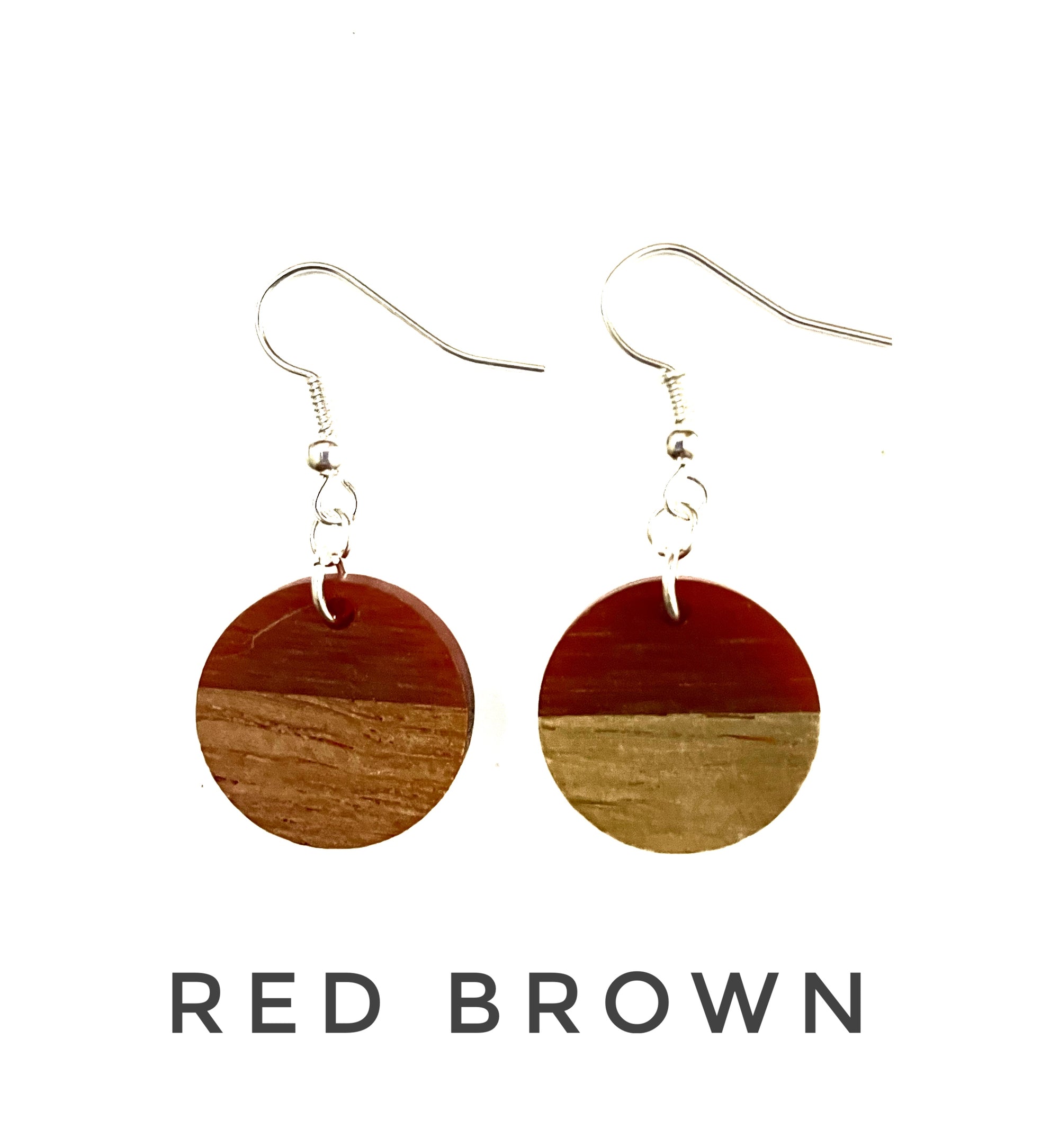 Small Circle Resin & Wood Earrings