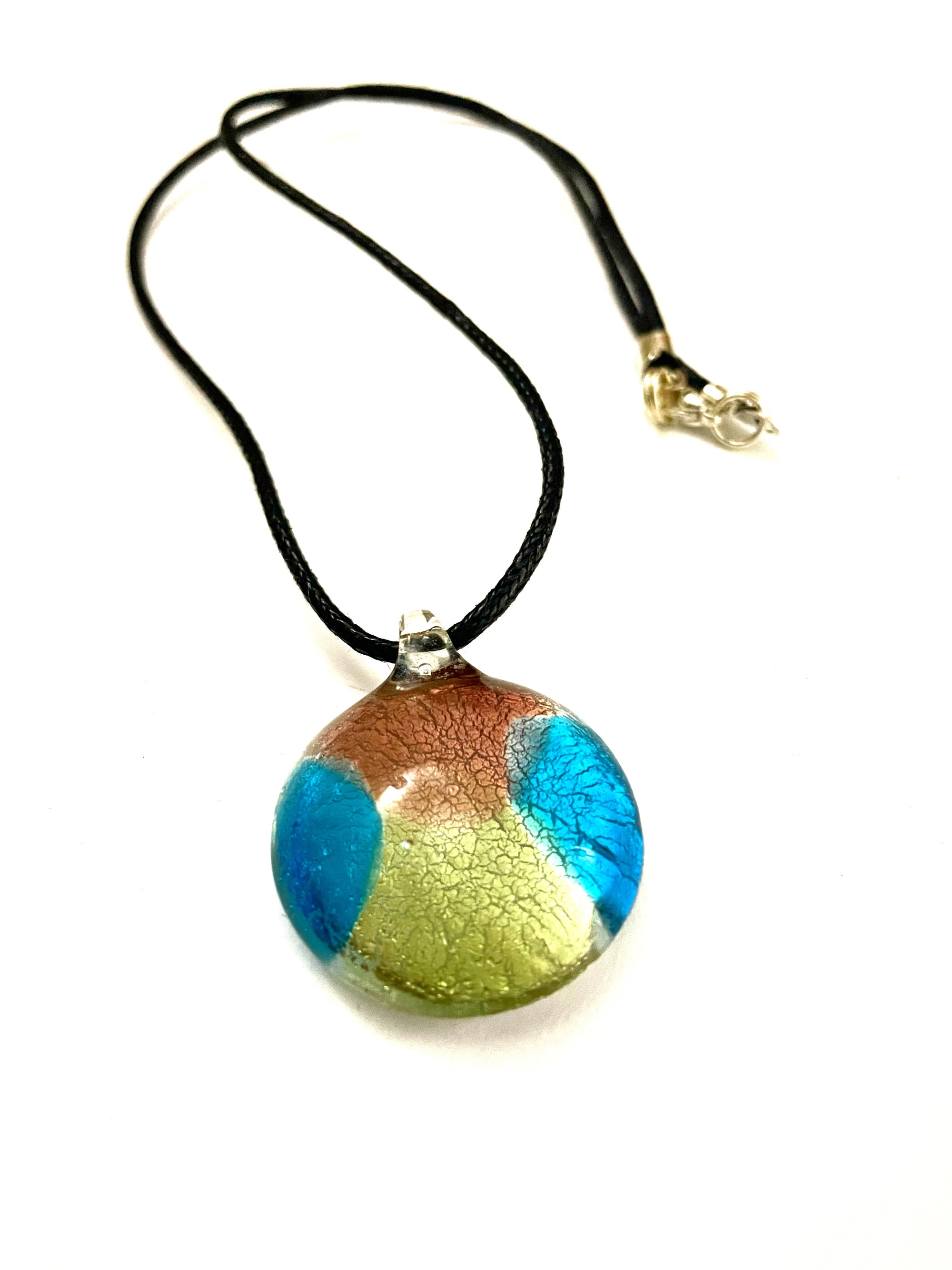 Blue, Green and Purple Glass Necklace