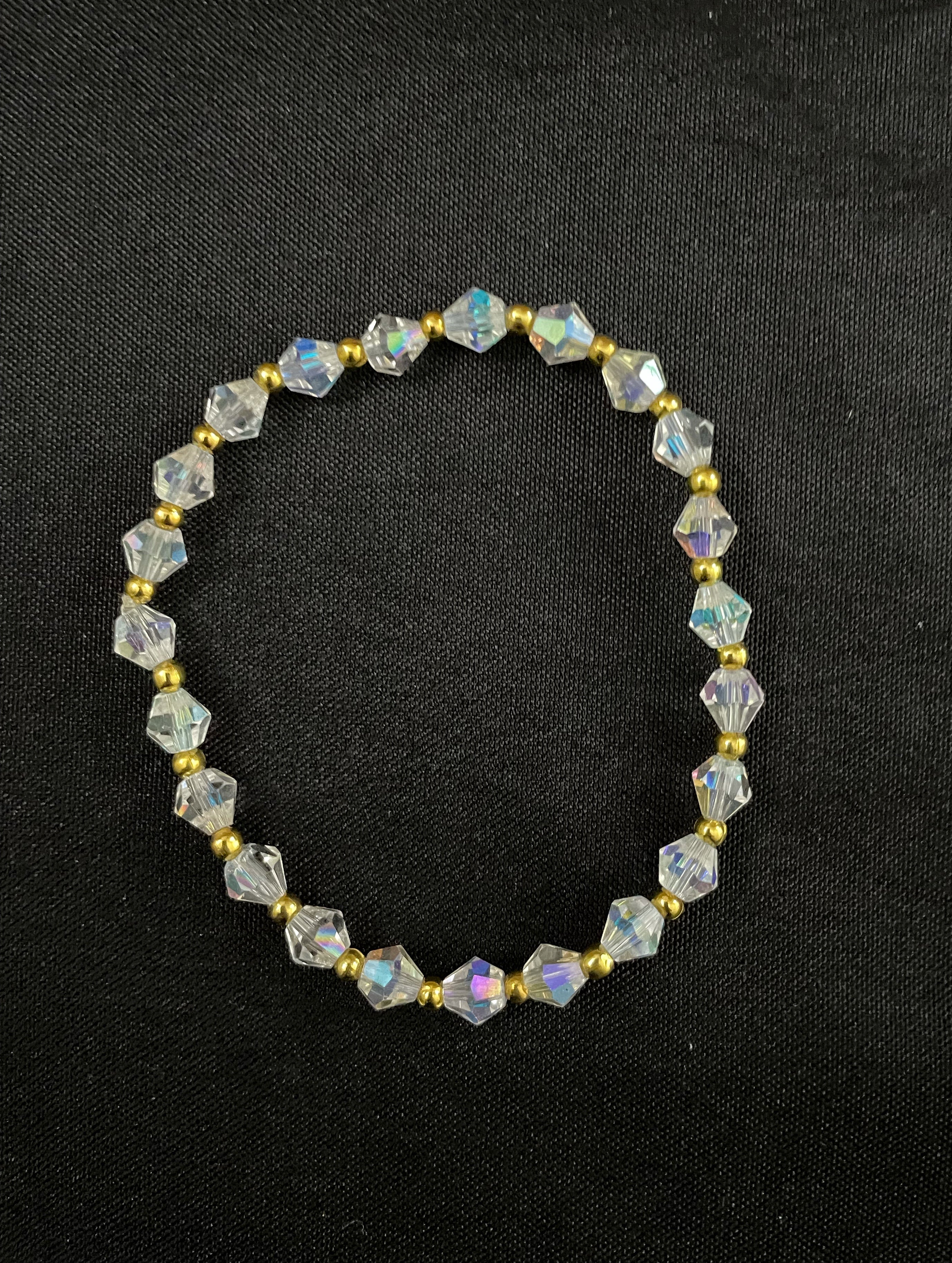 Clear Bicone Bead Stretchy Bracelet