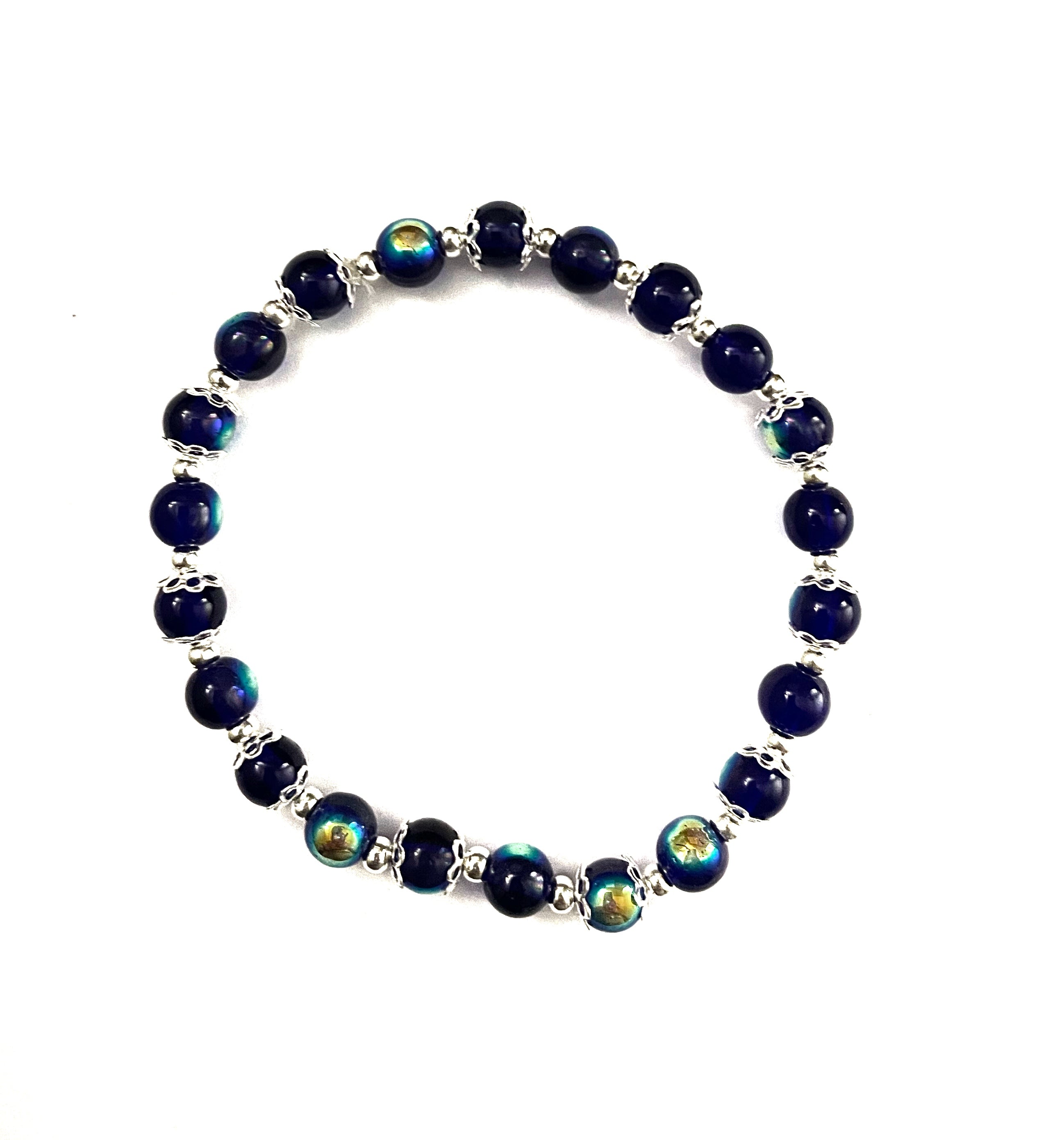 Blue Rainbow Glass Stacked Bracelet
