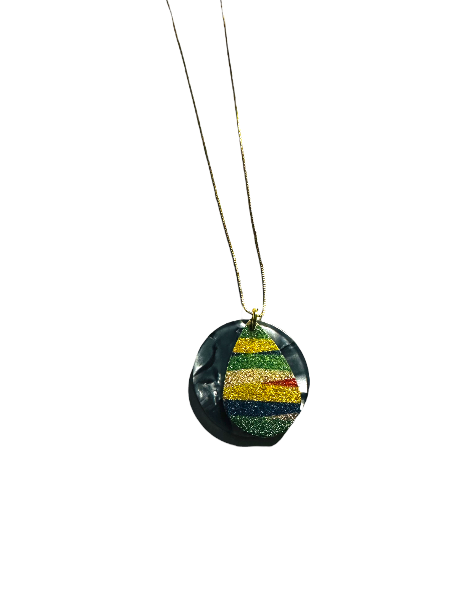 Printed Metal  Pendant Necklace