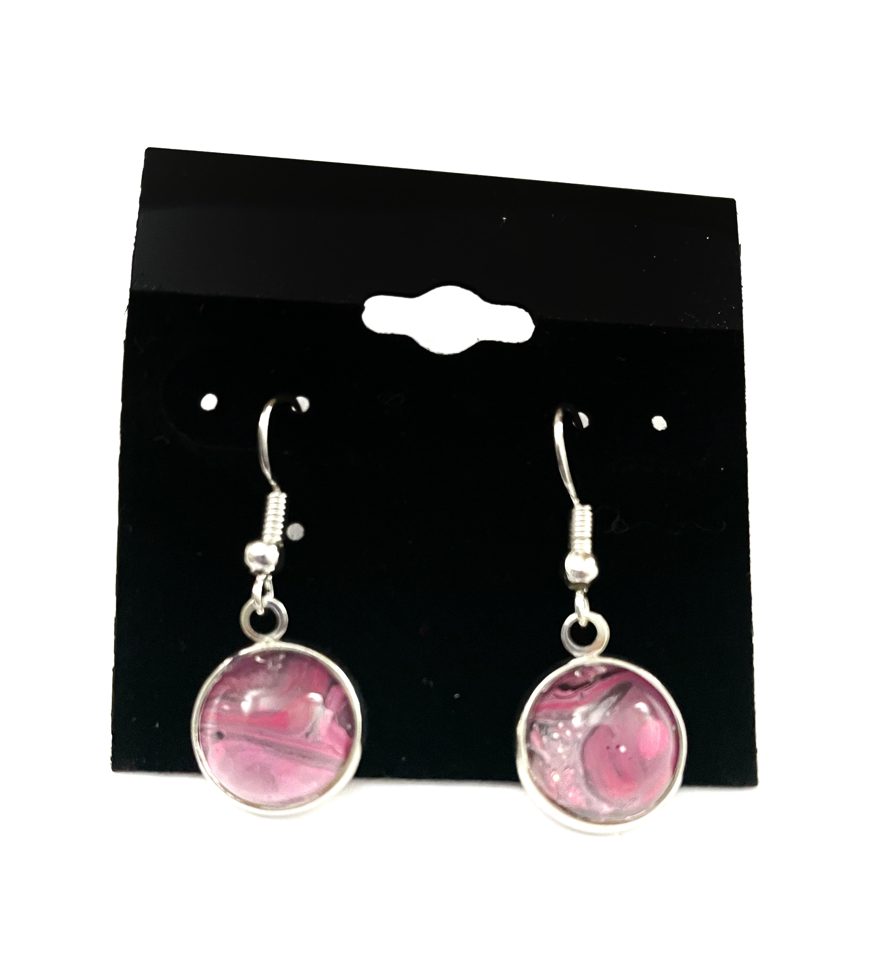 Pink Acrylic Paint Earrings - Dangle