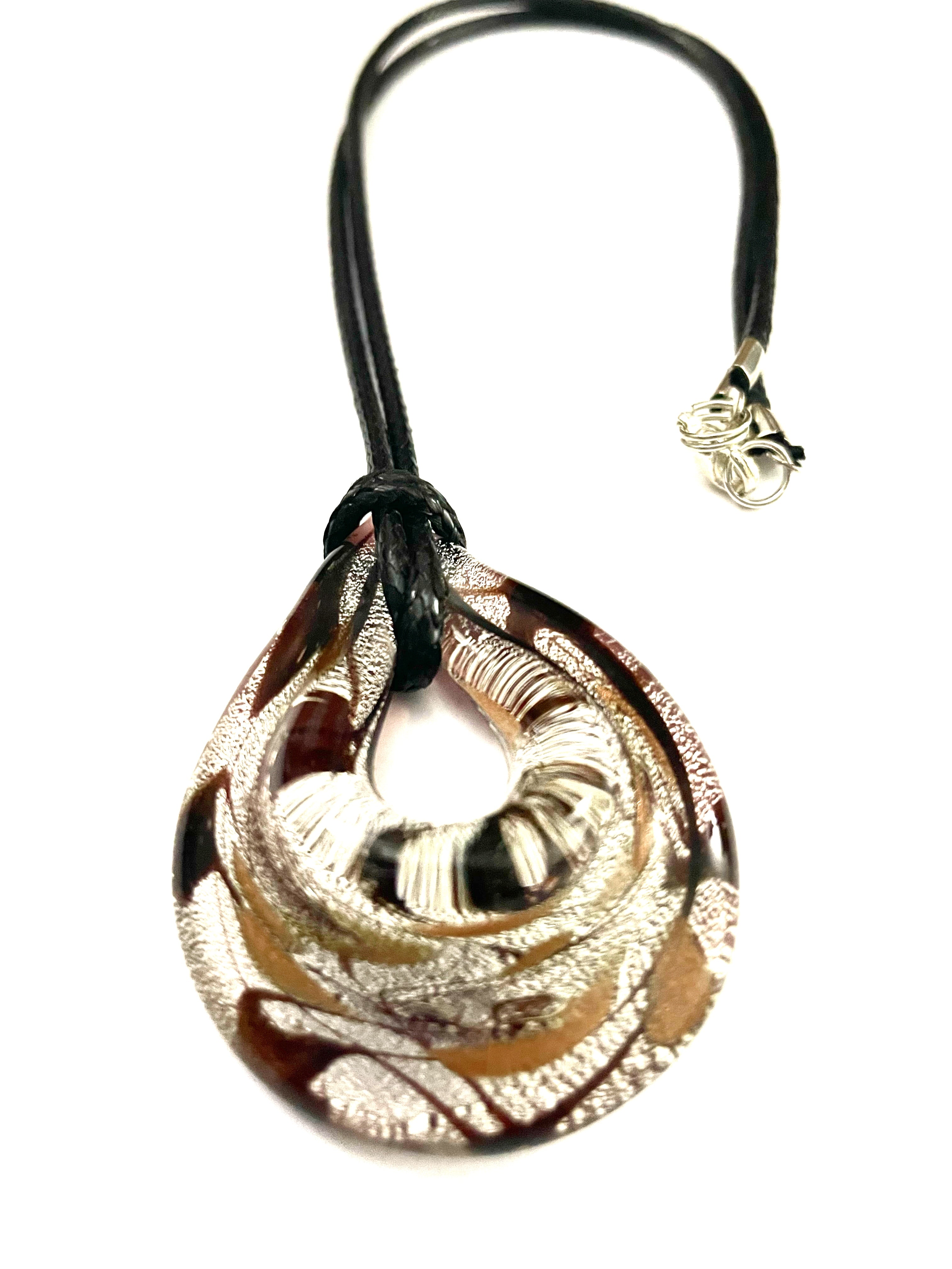 Silver with Gold Glass Necklace