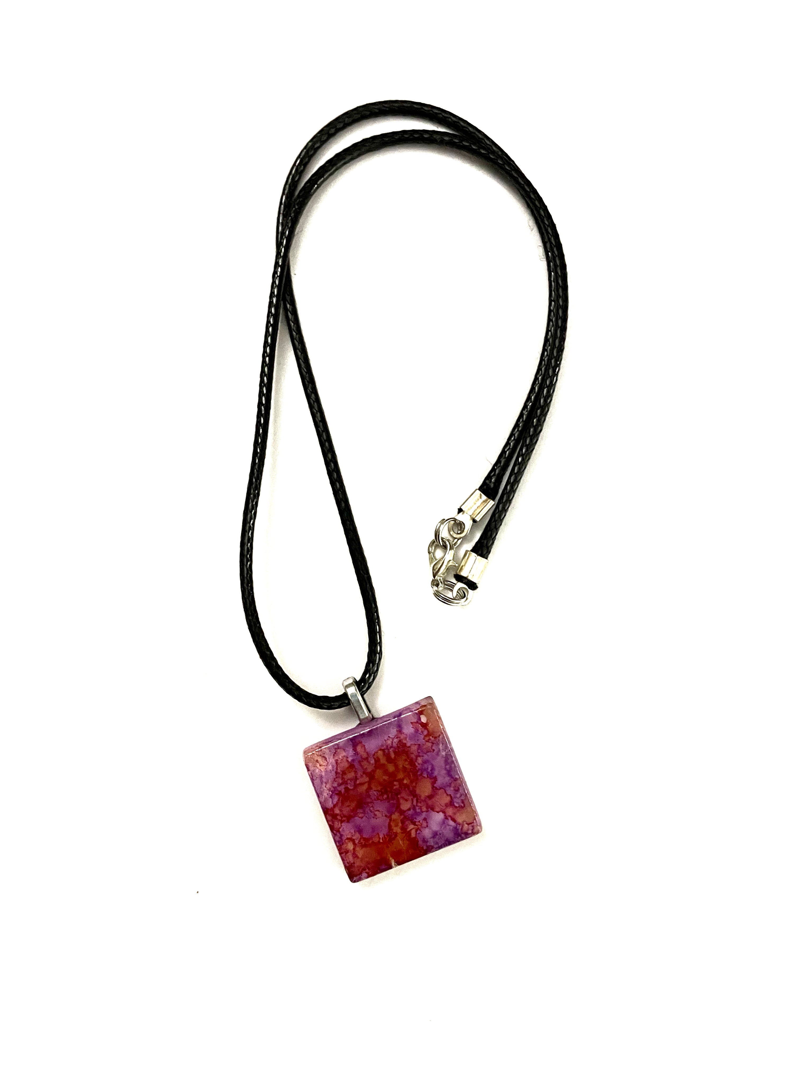 Purple and Orange Square Tile Necklace