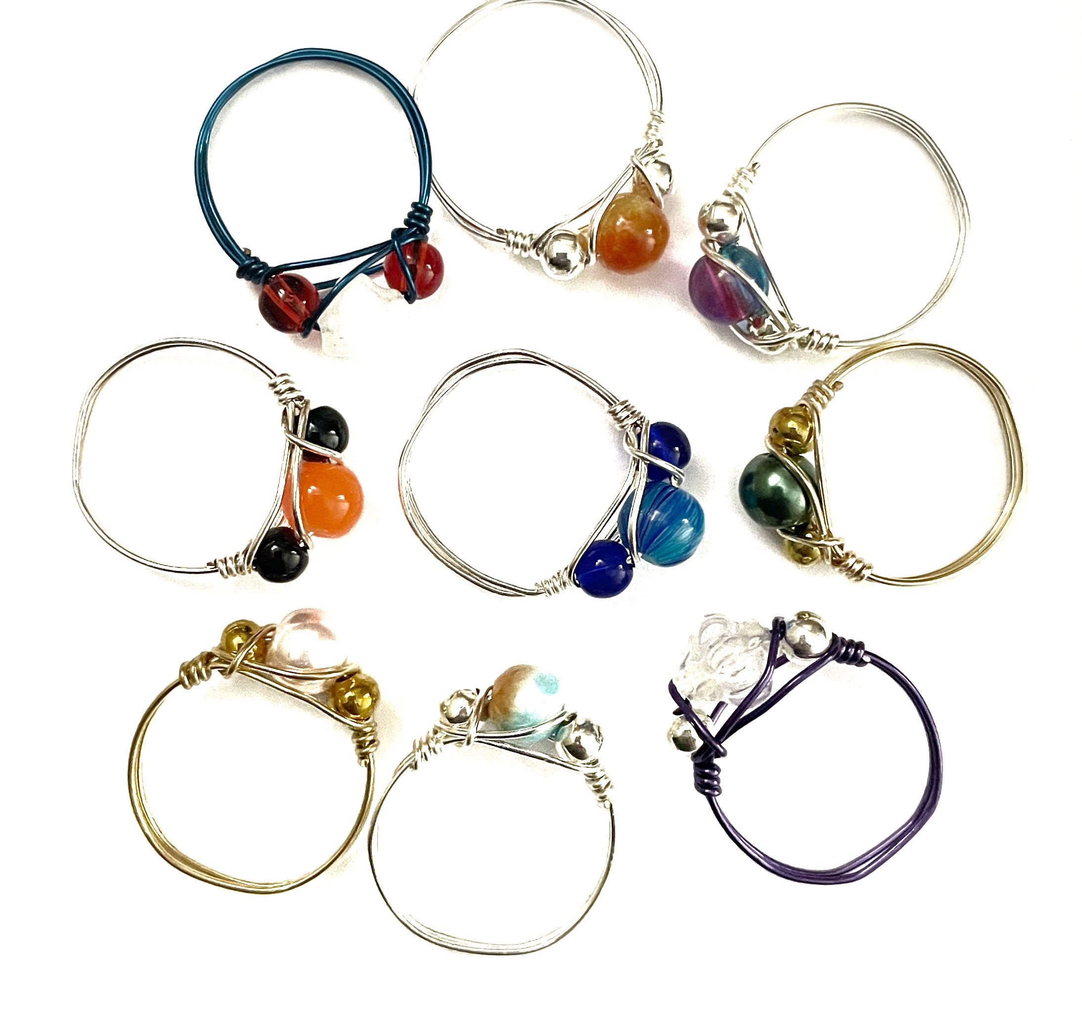 Glass Wire Wrapped Rings – Carol Jo's