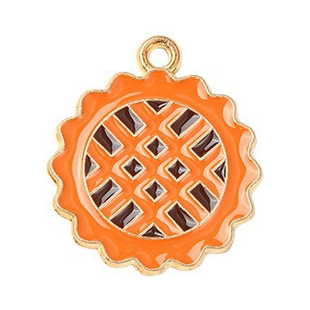 Autumn Theme Light Gold Alloy Enamel Pendant - 16-28x12.5-23.5x1-2.5mm
