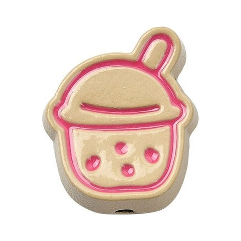 Mixed Color Enamel Alloy Beads - Milk Tea Shape - 14x11.5x5.5mm - 2 per bag