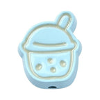Mixed Color Enamel Alloy Beads - Milk Tea Shape - 14x11.5x5.5mm - 2 per bag