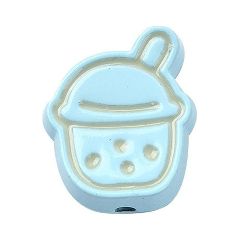 Mixed Color Enamel Alloy Beads - Milk Tea Shape - 14x11.5x5.5mm - 2 per bag