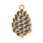 Autumn Theme Light Gold Alloy Enamel Pendant - 16-28x12.5-23.5x1-2.5mm