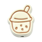 Mixed Color Enamel Alloy Beads - Milk Tea Shape - 14x11.5x5.5mm - 2 per bag