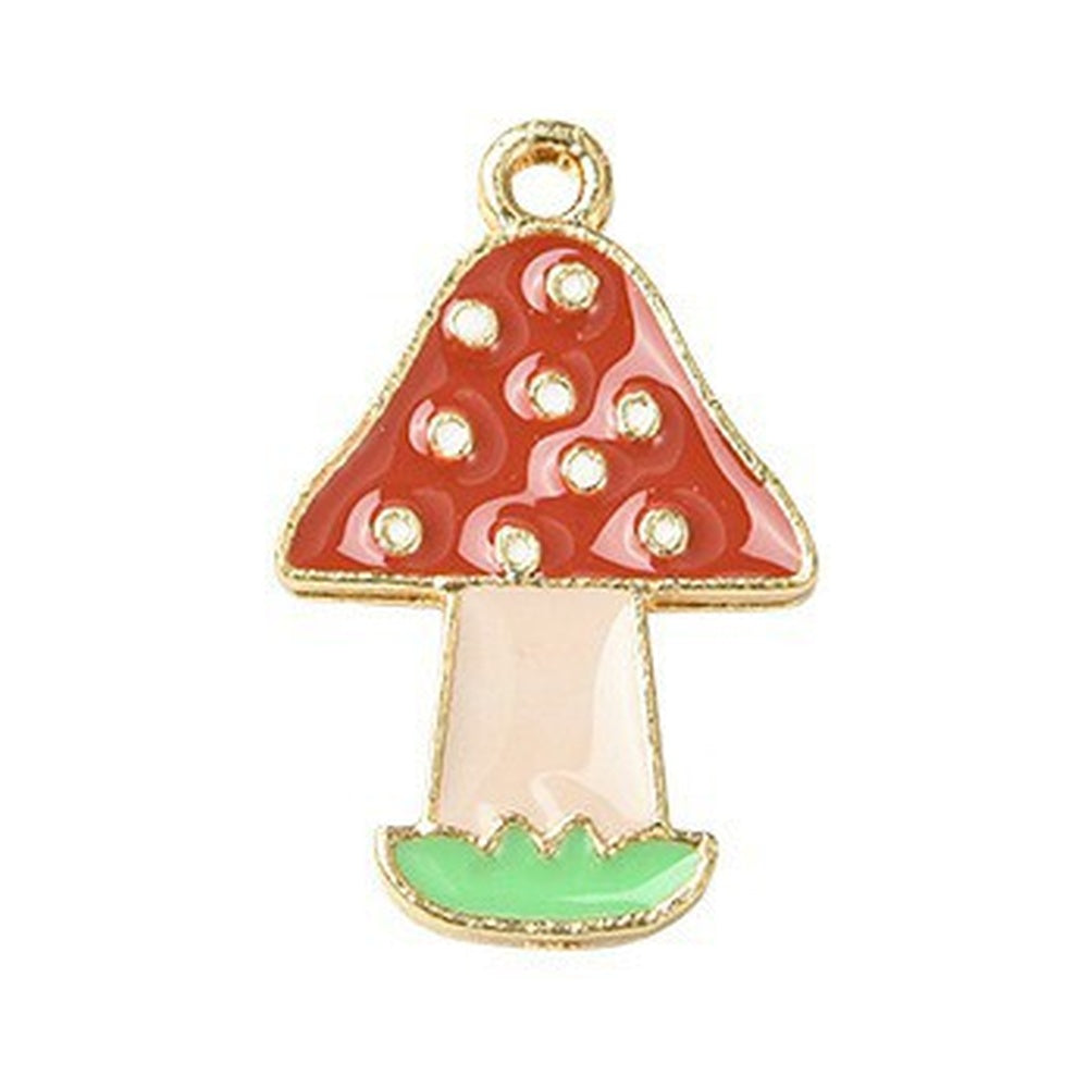 Autumn Theme Light Gold Alloy Enamel Pendant - 16-28x12.5-23.5x1-2.5mm