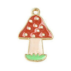 Autumn Theme Light Gold Alloy Enamel Pendant - 16-28x12.5-23.5x1-2.5mm