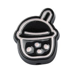 Mixed Color Enamel Alloy Beads - Milk Tea Shape - 14x11.5x5.5mm - 2 per bag