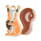 Autumn Theme Light Gold Alloy Enamel Pendant - 16-28x12.5-23.5x1-2.5mm