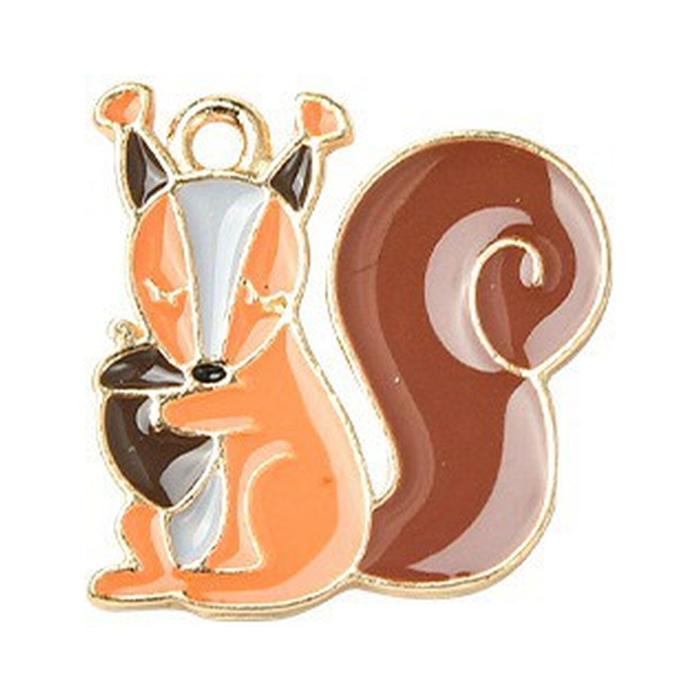 Autumn Theme Light Gold Alloy Enamel Pendant - 16-28x12.5-23.5x1-2.5mm