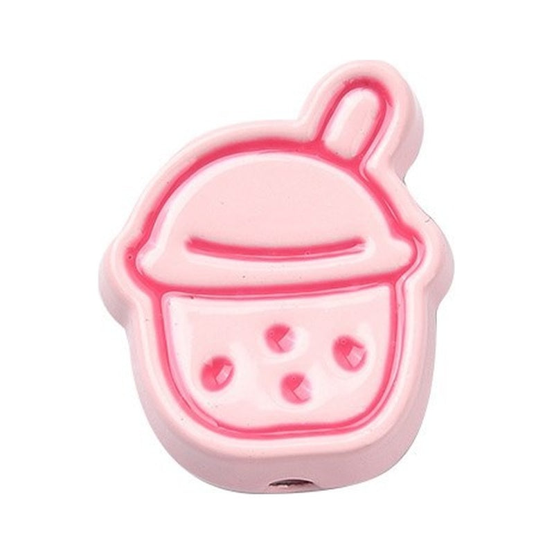 Mixed Color Enamel Alloy Beads - Milk Tea Shape - 14x11.5x5.5mm - 2 per bag