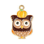 Autumn Theme Light Gold Alloy Enamel Pendant - 16-28x12.5-23.5x1-2.5mm