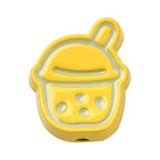 Mixed Color Enamel Alloy Beads - Milk Tea Shape - 14x11.5x5.5mm - 2 per bag