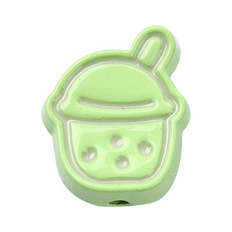 Mixed Color Enamel Alloy Beads - Milk Tea Shape - 14x11.5x5.5mm - 2 per bag