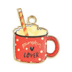 Autumn Theme Light Gold Alloy Enamel Pendant - 16-28x12.5-23.5x1-2.5mm