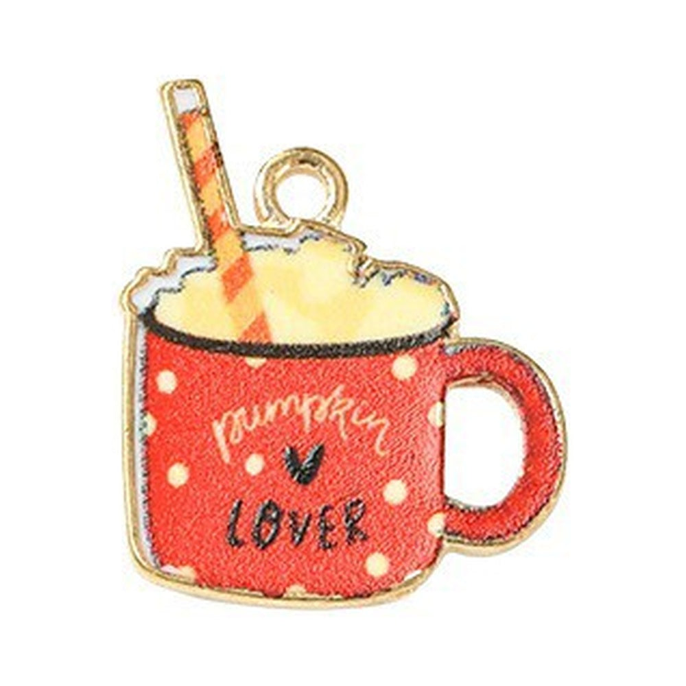Autumn Theme Light Gold Alloy Enamel Pendant - 16-28x12.5-23.5x1-2.5mm