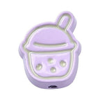 Mixed Color Enamel Alloy Beads - Milk Tea Shape - 14x11.5x5.5mm - 2 per bag