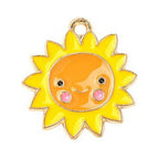 Autumn Theme Light Gold Alloy Enamel Pendant - 16-28x12.5-23.5x1-2.5mm