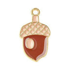 Autumn Theme Light Gold Alloy Enamel Pendant - 16-28x12.5-23.5x1-2.5mm