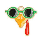 Autumn Theme Light Gold Alloy Enamel Pendant - 16-28x12.5-23.5x1-2.5mm