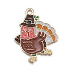 Autumn Theme Light Gold Alloy Enamel Pendant - 16-28x12.5-23.5x1-2.5mm