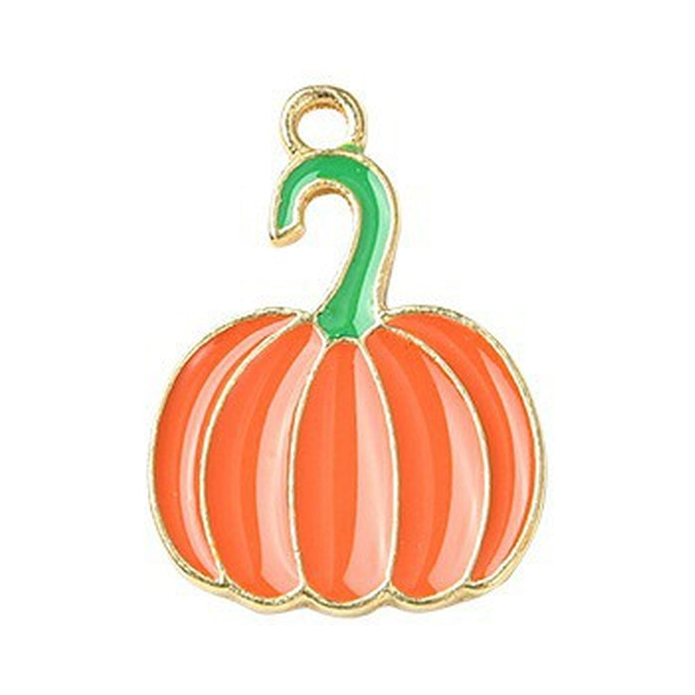 Autumn Theme Light Gold Alloy Enamel Pendant - 16-28x12.5-23.5x1-2.5mm